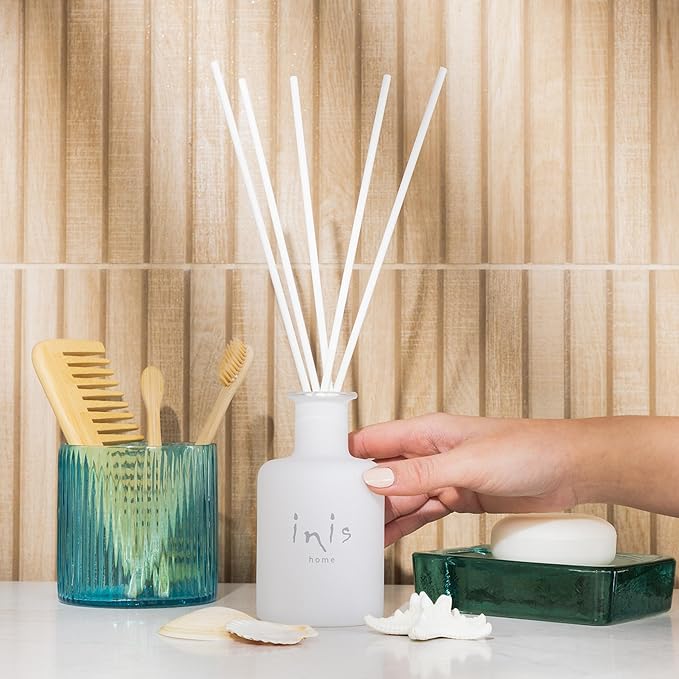 Inis the Energy of the Sea - Reed Diffuser Set with Fragrance Oil, Glass Bottle and Fibre Reeds, Clean Ocean Fresh Aquatic Home Fragrance for Living Room, Bathroom and Bedroom