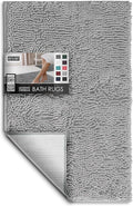 Hearth & Harbor Bathroom Rugs, Chenille Bath Mat - Machine Washable Bath Mats for Bathroom Non-Slip Backing Rubber, Quick Dry Bathroom Mat - Silver Bath Rug, 20x32
