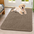 Smiry Dog Door Mat for Muddy Paws 40x32, Absorbent Dirt Trapper, Non-Slip Washable Chenille Entryway Rug for Inside Floor, Camel, Classic Solid