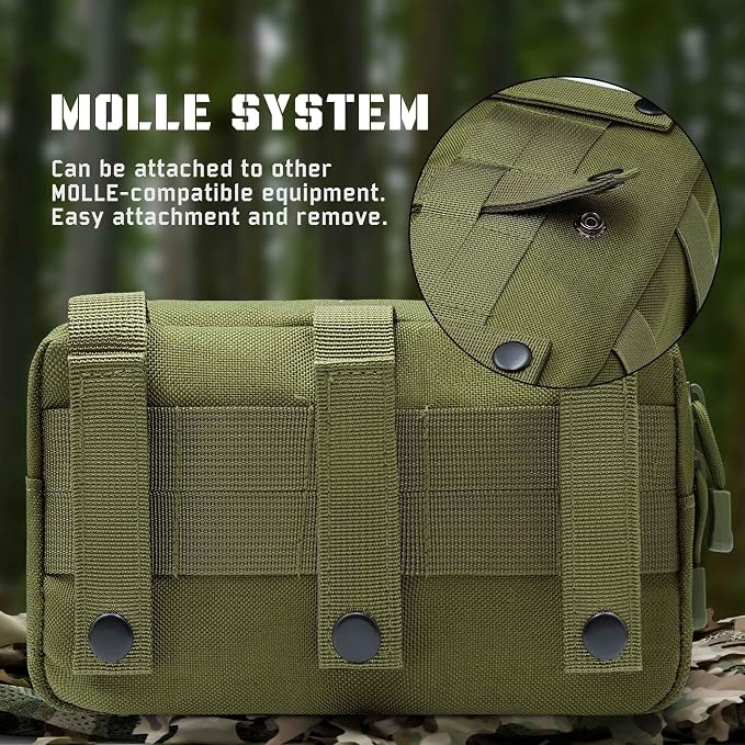 2 Pack 1000D Laser Cut Molle Pouches - Tactical Compact Water-Resistant Utility Admin Pouch for Vest Backpack Duty Belt Tactical Vests