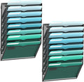 SUPEASY 8-Tier Wall File Organizer, Hanging Wall Files for Papers, Folders, Magazines, Wall Organizer for Clipboard, Assembly Needed, Black, 2 Pack