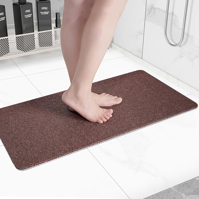 Hargiis Non-Slip Bathtub Mat, Anti Slip Shower Mat, Fast Drying Bathtub Mats, Foot Scrubber Mat, Anti Slip Mat for Tub, Floor, Bathroom, Kitchen, Home, Hotel (Brown 40"×16")