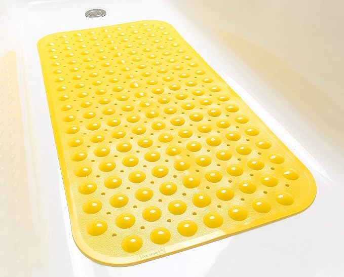 Large Non-Slip Bathtub & Shower Mat 31”x16” (Smooth/Non-Textured Tubs Only) Safe, Clean, Machine-Washable, Superior Grip&Drainage, Vinyl, Opaque Yellow