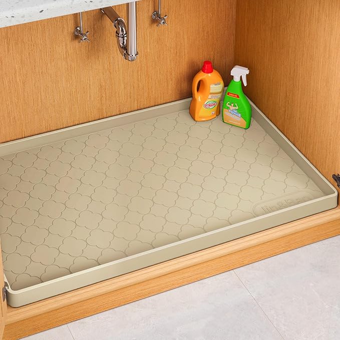 Jin&Bao Waterproof Under Sink Mat 40" x 22", Thick Silicone Mat Cabinet Protector for Kitchen and Bathroom, Shelf Liner, Home Organizer and Storage, Multipurpose Tray for Gadgets and Essentials