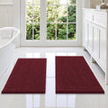 Smiry Bathroom Rugs Sets 2 Piece, Soft Absorbent Chenille Machine Washable Non Slip Shaggy Bath Rug Set for Tub, Shower, and Floor (34x21+30x20, Burgundy)