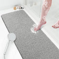 Shower Mat Bathtub Mat Non-Slip,47x16 inch, Soft Tub Mat with Drain,PVC Loofah Bath Mat (Phthalate Free) for Tub and Bathroom,Quick Drying,Grey