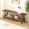 HOKYHOKY Reclaimed Solid Wood Bench-55 Inches Farmhouse Entryway Bench with Storage Shelf, Narrow Rustic Bench for Hallway, Kitchen, Bedroom, Dining
