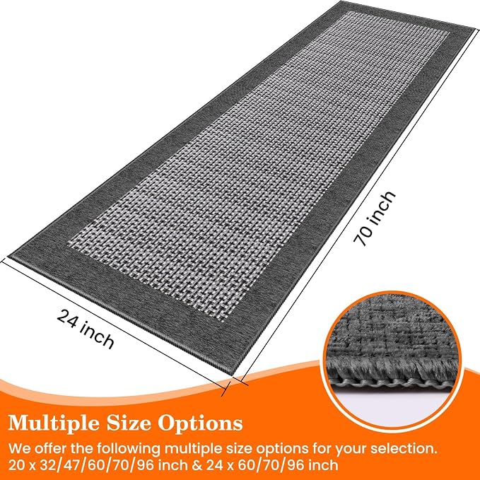 StepRite Kitchen Rugs, Kitchen Mats for Floor, 70"x24" Non-Slip Machine-Washable Kitchen Throw Rug, Absorbent Runner Rugs Office, Sink Standing Desk Mat, Decor Carpet, Grey