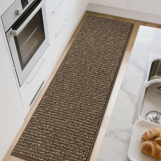BEQHAUSE Kitchen Runner Rugs 24"x60", Non-Slip Kitchen Mats for Floor, Super Absorbent and Stain Resistant Kitchen Rug, Machine Washable Rugs for Kitchen, Hallway, Laundry & Sink, Brown