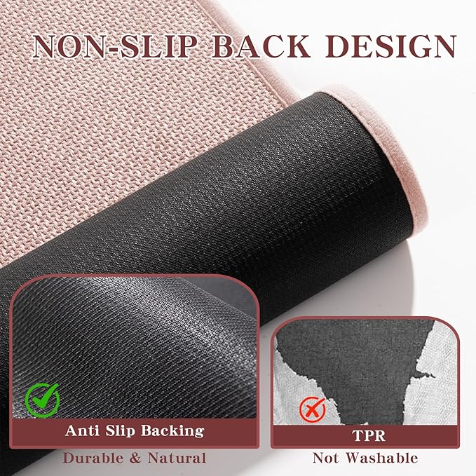 chakme Bathroom Rugs Mat 47x17, Ultra Thin Non Slip Bath Mat Runner Quick Dry Absorbent Bath Mat for Bathroom Floor, (Pink, 47"x17")