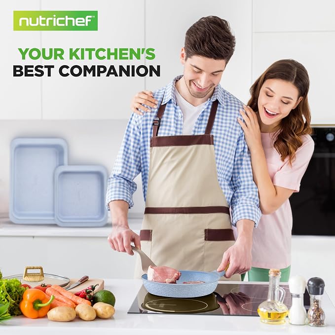 NutriChef 22-Piece Nonstick Ceramic Cookware Set – Pots and Pans Set with Bakeware, Utensils & Oven Mitts, Induction Compatible, PTFE & PFAS Free, Tempered Glass Lids, Cool-Touch Handles