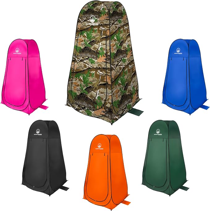 Wakeman Pop Up Changing Tent, 3.3 x 3.3 x 6.2ft, Camping Shower Tent for Portable Toilet Stall or Dressing Room with Carry Bag for Camping, Beach, or Tailgate, Polyester