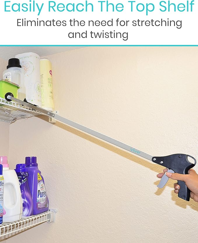 Vive Suction Cup Grabber Reacher 32" - Elderly Grab It Reaching Pickup Tool Heavy Duty for Seniors - Trash, Sticks, Litter Picker Upper - Extra Long Reach Handle & Handy Extension Arm Claw