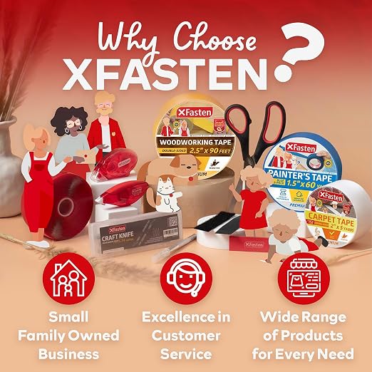 XFasten Carpet Tape Double Sided - Heavy Duty 2” x 20 yds Gentle on Surface Double Sided Carpet Tape for Area Rugs Over Carpet for Hardwood Floors, Corner Rug Tape for Carpet to Carpet