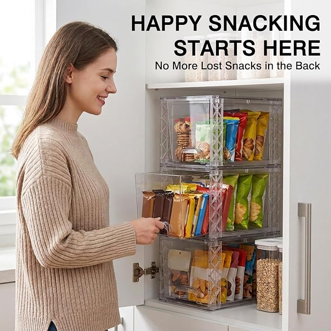Bathroom Organizers and Storage Boxes 4pack, 7in Stackable Storage Drawers Plastic Simply Assembled Containers Bins Suitable for Cosmetics, Bathroom, Kitchen, Cabinets, and Snack Storage Boxes