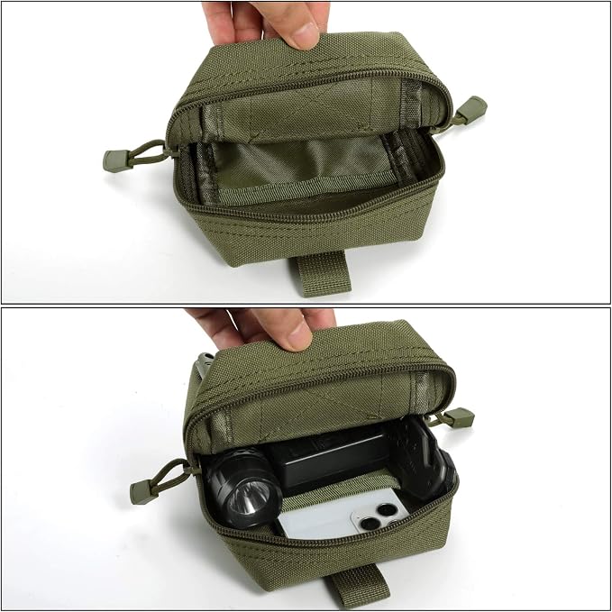 FRTKK 2 Pack Molle Pouches - Tactical Compact Water-Resistant EDC Pouch Bag Small Utility Pouch