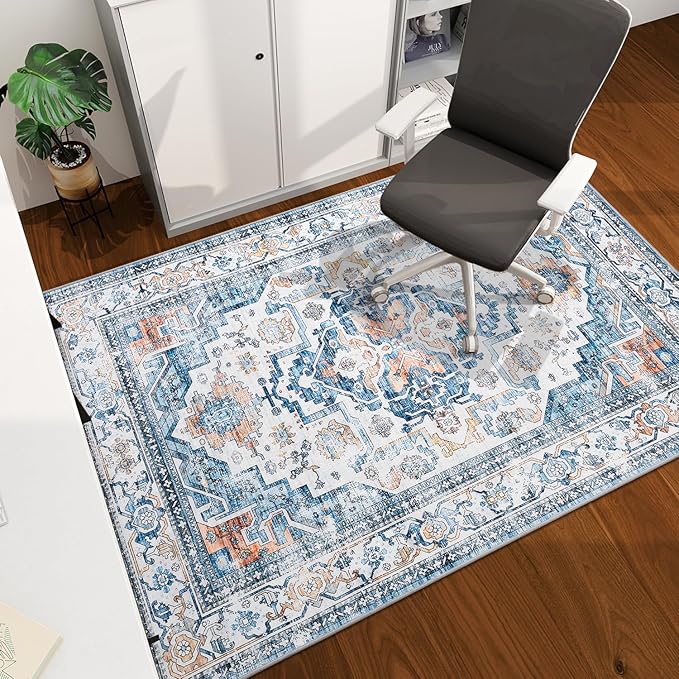 chakme Office Chair Mat for Hardwood Floor, 60"x45" Easy Glide Computer Desk Mat Protector for Rolling Chair Under Desk Rug Nonslip Backing, Machine Wash, (Boho)