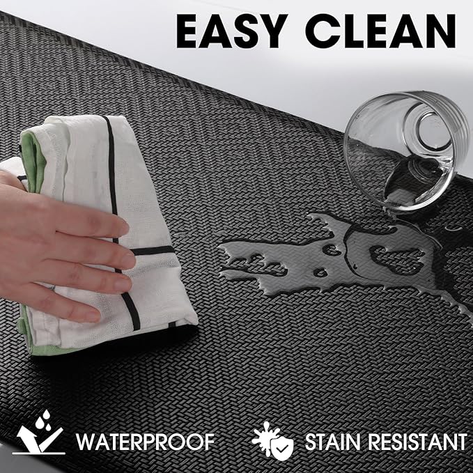 Mattitude Kitchen Mat Cushioned Anti-Fatigue Floor Mat Water Resistant Non-Slip Mats and Rugs Standing and Comfort Desk Mats for House Sink Office Laundry (Black, 17.3"x28")