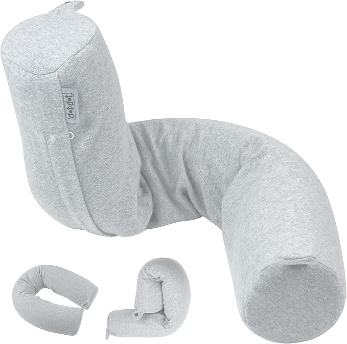 Dot&Dot Twist Memory Foam Travel Pillow, Bendable Neck Pillow for Airplane, Car and Home, 26-Inch Adjustable Roll, Neck Support, Chin, Lumbar and Leg