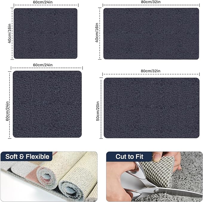 Extra Large Shower Mat 32"x24",Fast Drying Foot Scrubber Mats, Non Slip Bath Mat for Inside Shower, PVC Loofah Bathroom Mats for Wet Areas, Bathroom Floor, Poolside Entryway, Blue