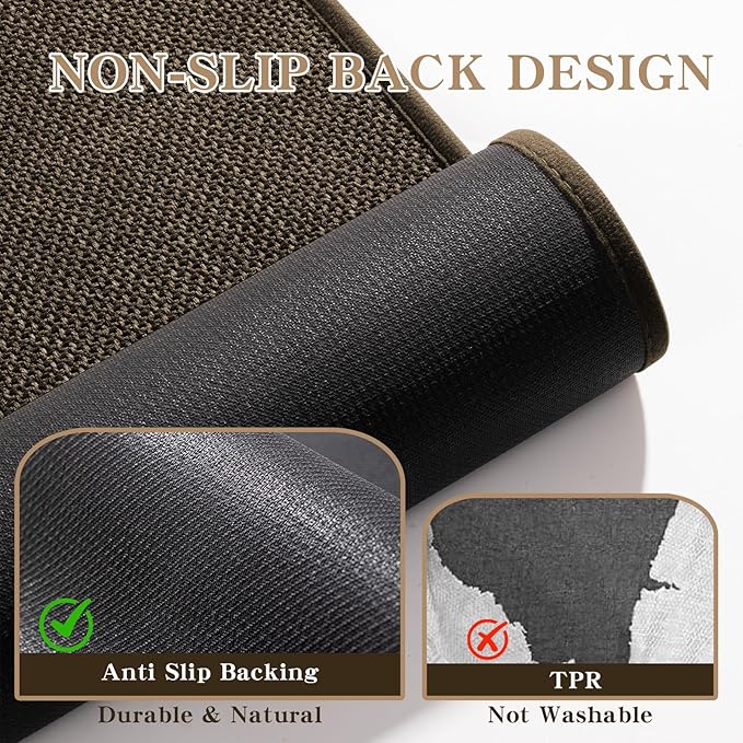 chakme Bathroom Rugs Mat 32x17, Ultra Thin Non Slip Bath Mat Quick Dry Absorbent Bath Mat for Bathroom Floor, (Brown, 32"x17")