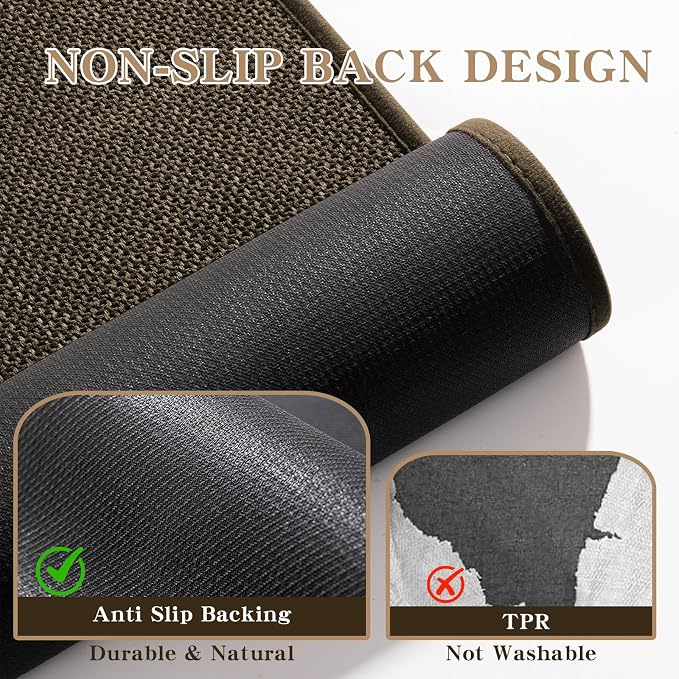 chakme Bathroom Rugs Mat 47x17, Ultra Thin Non Slip Bath Rug Runner Quick Dry Absorbent Bath Mat for Bathroom, (Brown, 47"x17")