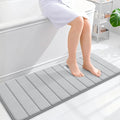 OLANLY Memory Foam Long Bathroom Rugs Runner 47x17, Super Soft Absorbent Bath Mat, Quick Dry, Machine Washable Shower Floor Rugs, Bathmat Carpet, Bathroom Home Decor Accessories, Light Gray