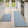 YDKGL Kitchen Mat Kitchen Rugs Sets of 2 PCS Non Slip Washable, Super Absorbent Soft Braided Kitchen Mats for Floor, Rubber Backing Comfort Standing Kitchen Sink Mat Runner Rug, Blue 17"x28"+17"x59"