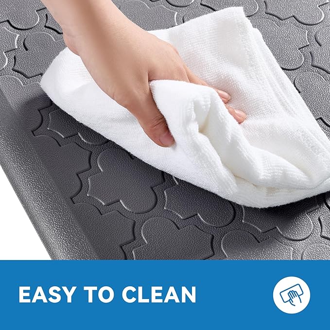 Kitchen Mat Cushioned Anti Fatigue for Floor, Non-Slip Waterproof Comfort Rug for Kitchen Sink, Standing Desk & Laundry, 17.3"x29", Grey