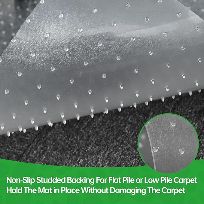 100pointONE Office Chair Mat for Carpet, 30" x 48" Clear Desk Chair Mat for Low Pile Carpeted Floors- Easy Glide Plastic Floor Mat for Office Chair on Carpet