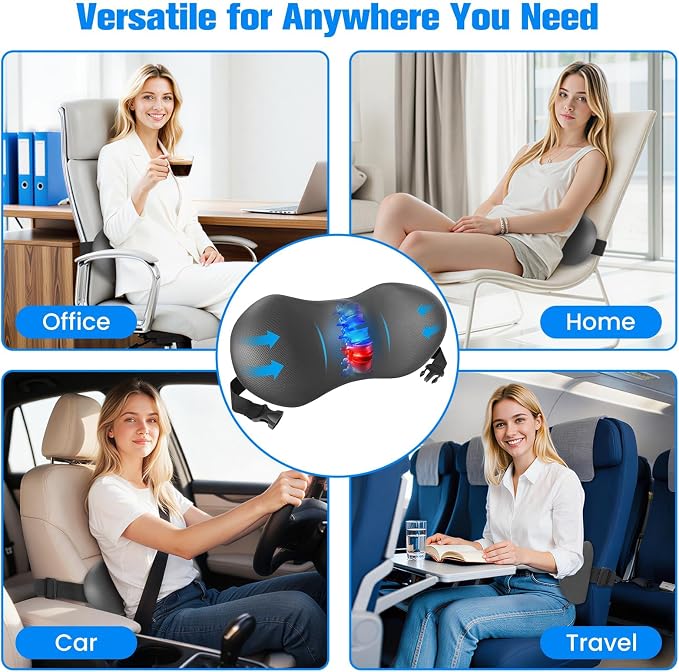 SweetSlubr Lumbar Support Pillow for Office Chair - Memory Foam Lumbar Pillow with Detachable Strap & Breathable Cover, Ergonomic Back Support for Office Chair, Car Seat Cushion, Bed Rest (Grey)