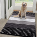 Kitinjoy Indoor Outdoor Door Mat, 48x30 Non-Slip Absorbent Dirt Trapper, Low-Profile Washable Inside Entrance Front Floor Mat, Sturdy Soft Entry Dotted Ombre Doormats for Entryway, Black