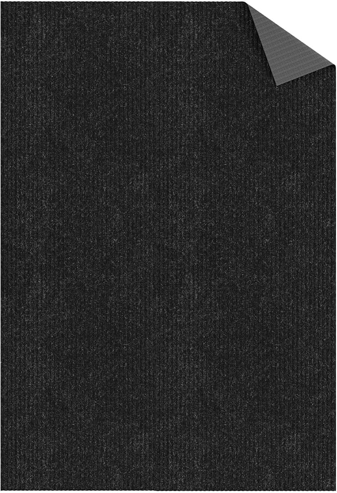 Ottomanson 6'6" x 51' Hallway Runner with Scraper Pile - Extra Durable Non-Slip Rug Mat for Indoor & Outdoor Use - Ideal for Kitchen, Entryway & Garage - High-Traffic Carpet, Black