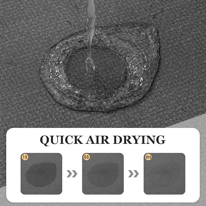 ACCUMTEK Non Slip Bath Mat, Thin Bathroom Rugs Fit Under Door, Quick Dry Bath Mats, Machine Washable Bath Rugs for Bathroom, Bathtub & Kitchen, Grey/Bordered/24 x17