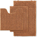 Bathroom Rugs Sets 3 Piece Non Slip Extra Absorbent Shaggy Chenille Batroom Rugs and Mats Sets, Soft & Dry Bath Rug/Mat Sets for Batroom Washable Carpets