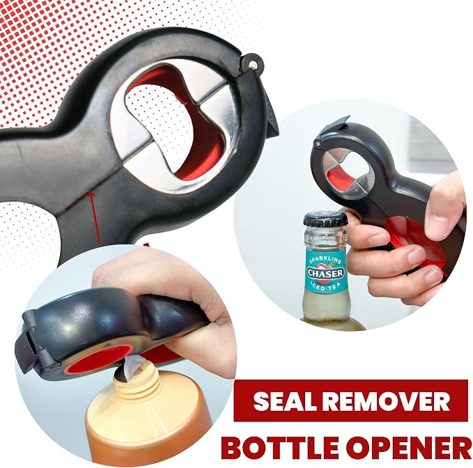 Performore 6 in One Opener - Multi Opener Kitchen Tool - Compact Jar Opener - Bottle and Jar Openers for Seniors - Grip to Open Jars and Bottles (Pack of 2)