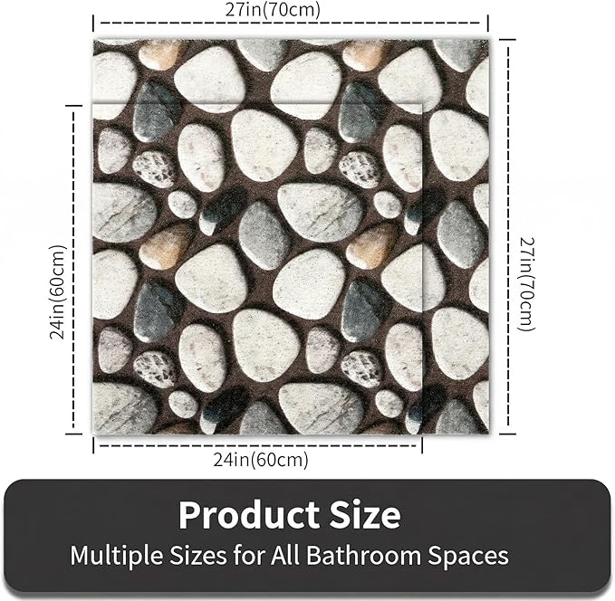 Square Shower Mat Non Slip, 24 x 24 Inch Soft PVC Loofah Shower Mats for Wet Area, Foot Scrubber Anti Slip Bathmat with Drain, Quick Drying Easy Cleaning Bath Mat for Tub, Bathroom