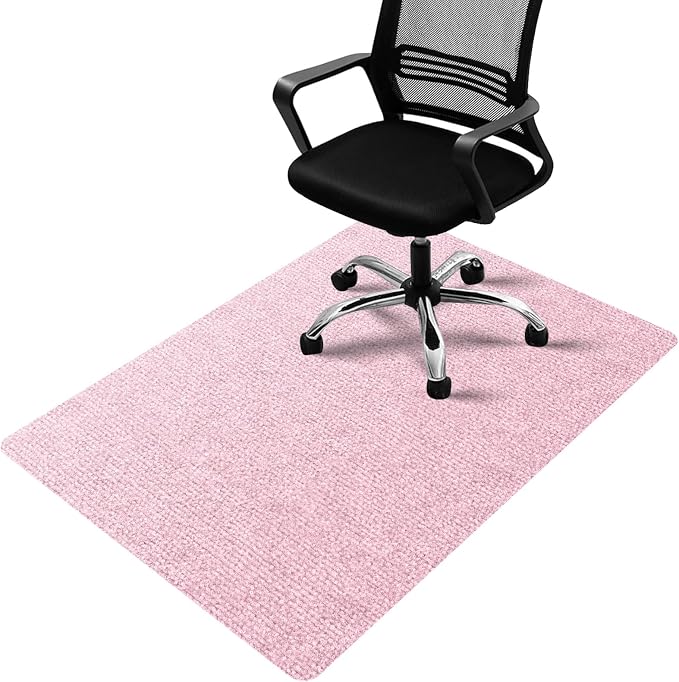 Durable Non-Slip Office Chair Mat for Hardwood Floors, 48"x36" Large Tile Floor Protector, Anti-Scratch Thick Heavy-Duty Recyclable Gliding Desk Mats for Computer Rolling Chairs, Pink