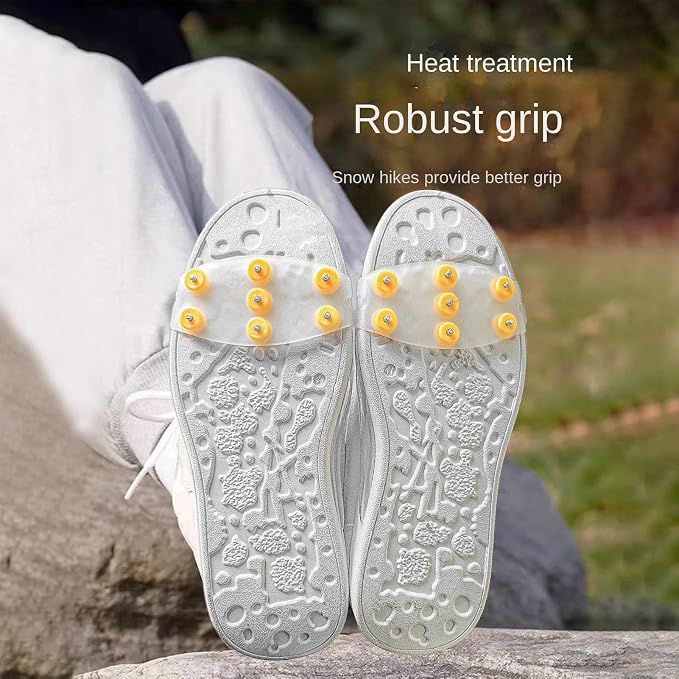 Ice Cleats Shoes, Anti Slip Aid, 4.13x2.16 Inch Crampon Piece with Winter Use, Hiking Helper with, Compact Utility Tool, Home Accessories for Men Women Fishing Sports Garden Park Running
