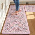 Collive Kitchen Mats Cushioned Anti Fatigue, Waterproof Kitchen Floor Mat Non Slip Desk Rugs Comfort Standing Rug for Sink, Office, Laundry, Home Decor, Pink