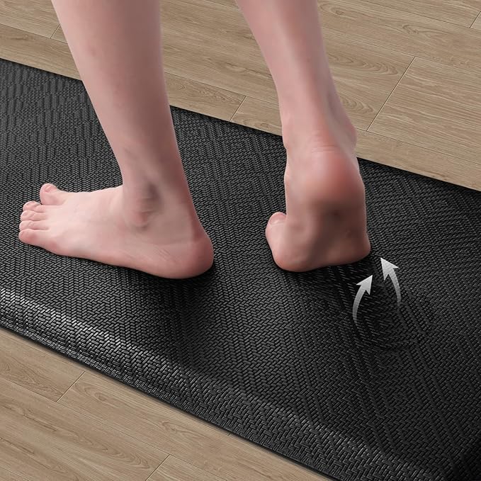Mattitude Kitchen Mat Cushioned Anti-Fatigue Floor Mat Water Resistant Non-Slip Mats and Rugs Standing and Comfort Desk Mats for House Sink Office Laundry (Black, 17.3"x39")
