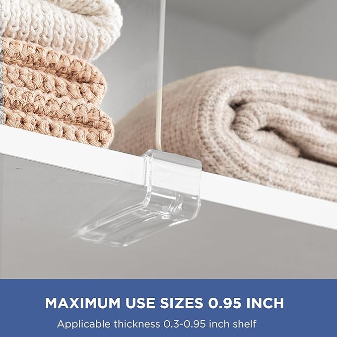HBlife 18 Pack Clear Shelf Dividers, Vertical Purse Organizer for Closet Perfect for Sweater, Shirts, Handbags in Bedroom and Kitchen, Adjustable Acrylic Bookshelf for Organization