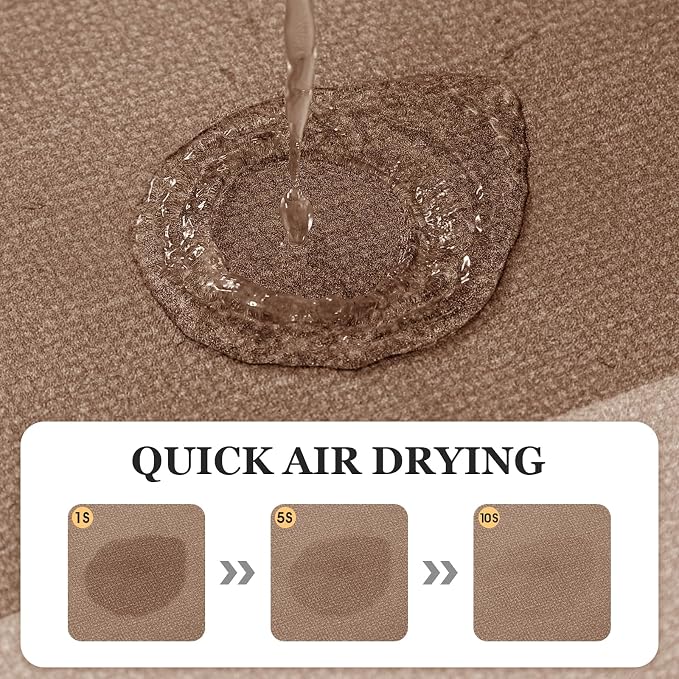 ACCUMTEK Non Slip Bath Mat, Thin Bathroom Rugs Fit Under Door, Quick Dry Bath Mats, Machine Washable Bath Rugs for Bathroom, Bathtub & Kitchen, Bathtub, Light Brown/Bordered/36 x24