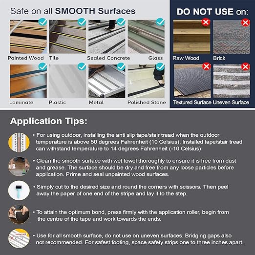 Anti Slip Tape Clear Waterproof Outdoor/Indoor, 3" x 35Ft Non Slip Traction Grip Tape for Bathtubs, Boats, Stairs, Pools, Transparent, Soft, Comfortable for Bare Feet (3" X 35')