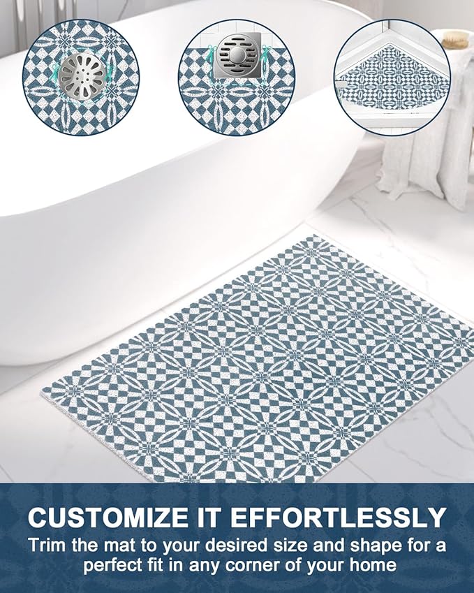 Shower Mat Non Slip - Quick Drying Anti Slip Shower Mats for Inside Shower, Soft PVC Loofah Foot Scrubber Mat, Extra Large Bath Mat for Shower, Tub, Bathroom, Floor, Kitchen, Home, Pool, Hotel