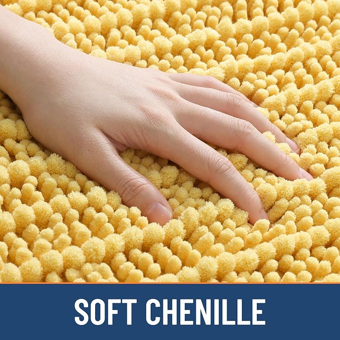 Smiry Bathroom Rugs Mat 48x32, Extra Soft Absorbent Chenille Bath Rugs, Non Slip Rubber Backing Machine Washable Quick Dry Bath Mats for Bathroom Floor, Tub, Shower, Home Decor Accessories, Yellow