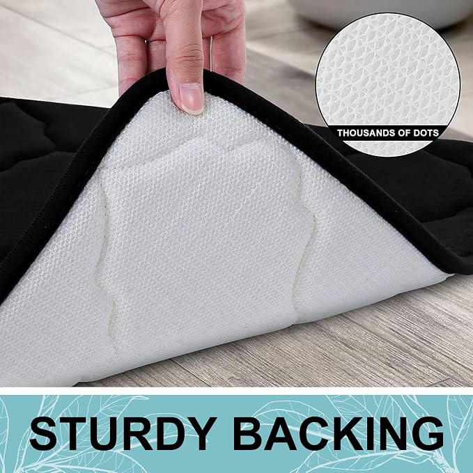 OLANLY Memory Foam Bath Mat Rug 59x34, Ultra Soft and Absorbent Bathroom Rugs, Non-Slip, Comfortable, Machine Washable Bath Carpet for Bathroom Floor, Tub, Shower and Home Decor Accessories, Black