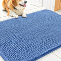 Smiry Dog Door Mat for Muddy Paws 30x20, Absorbent Dirt Trapper, Non-Slip Washable Chenille Entryway Rug for Inside Floor, Cornflower Blue, Classic Solid