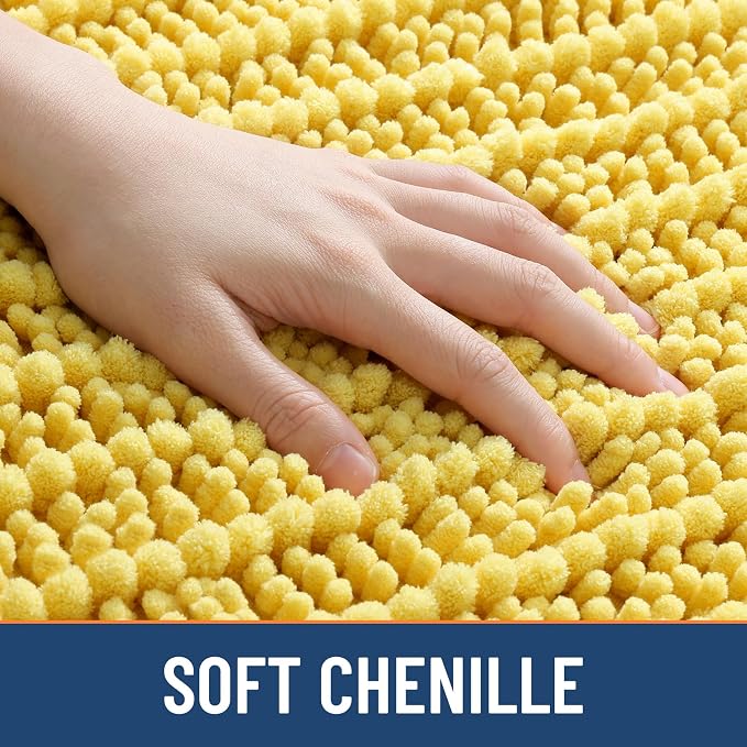 Smiry Bathroom Rugs Mat 47x20, Extra Soft Absorbent Chenille Bath Rugs, Non Slip Rubber Backing Machine Washable Quick Dry Bath Mats for Bathroom Floor, Tub, Shower, Home Decor Accessories, Yellow
