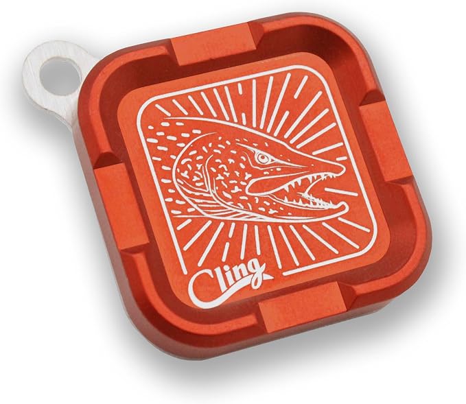 Cling Fishing Products Mag Grab® Mini – Compact Magnetic Fly Holder/Fly Patch & Organizer for Fly Fishing Vest, hat, Waders and Fishing Packs (Center of Attention, Orange)